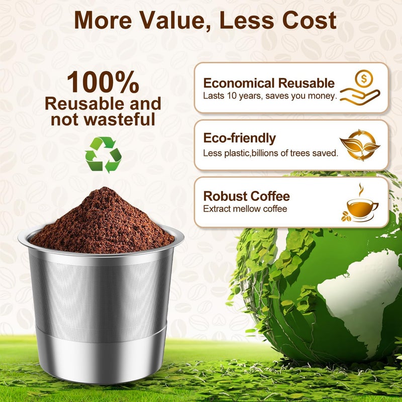 RETHONE Reusable K Cup for Keurig: Stainless Steel K Cup Coffee Pods Compatible with Keurig 1.0 & 2.0 Coffee Makers Machine, BPA-Free Refillable Coffee Filters with Tight Seal, Easy to Clean - Image 3